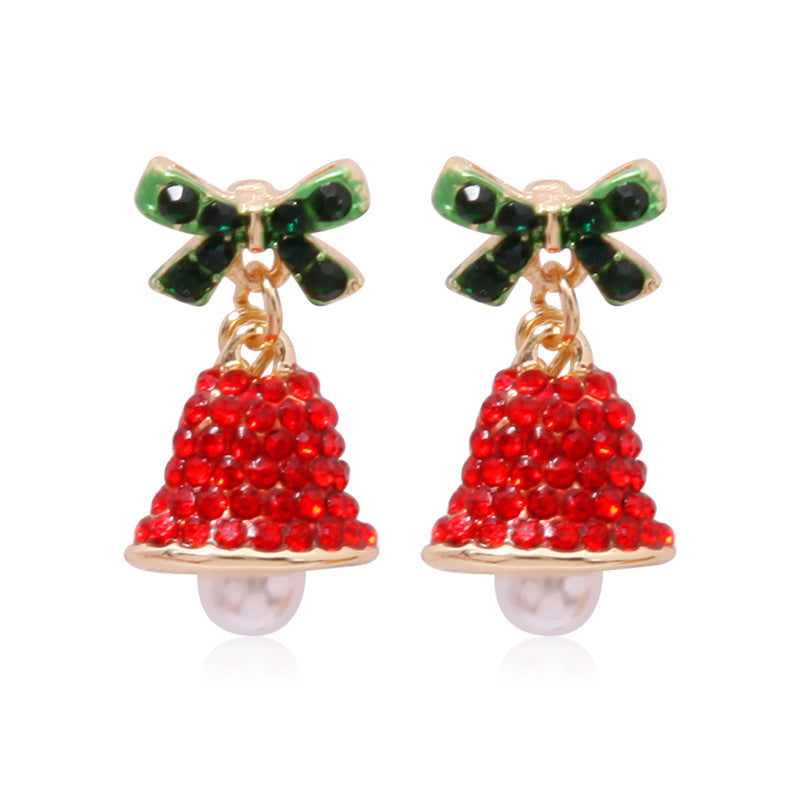 Wholesale Diamond Bell Snowflake Christmas Tree Earrings